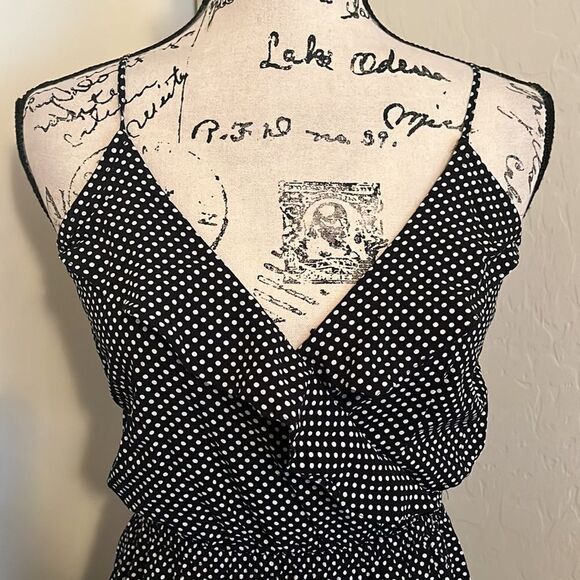 Express Black White Ruffle Polka-A-Dot Dress Summer Spring Feminine Party Event - Picture 4 of 10